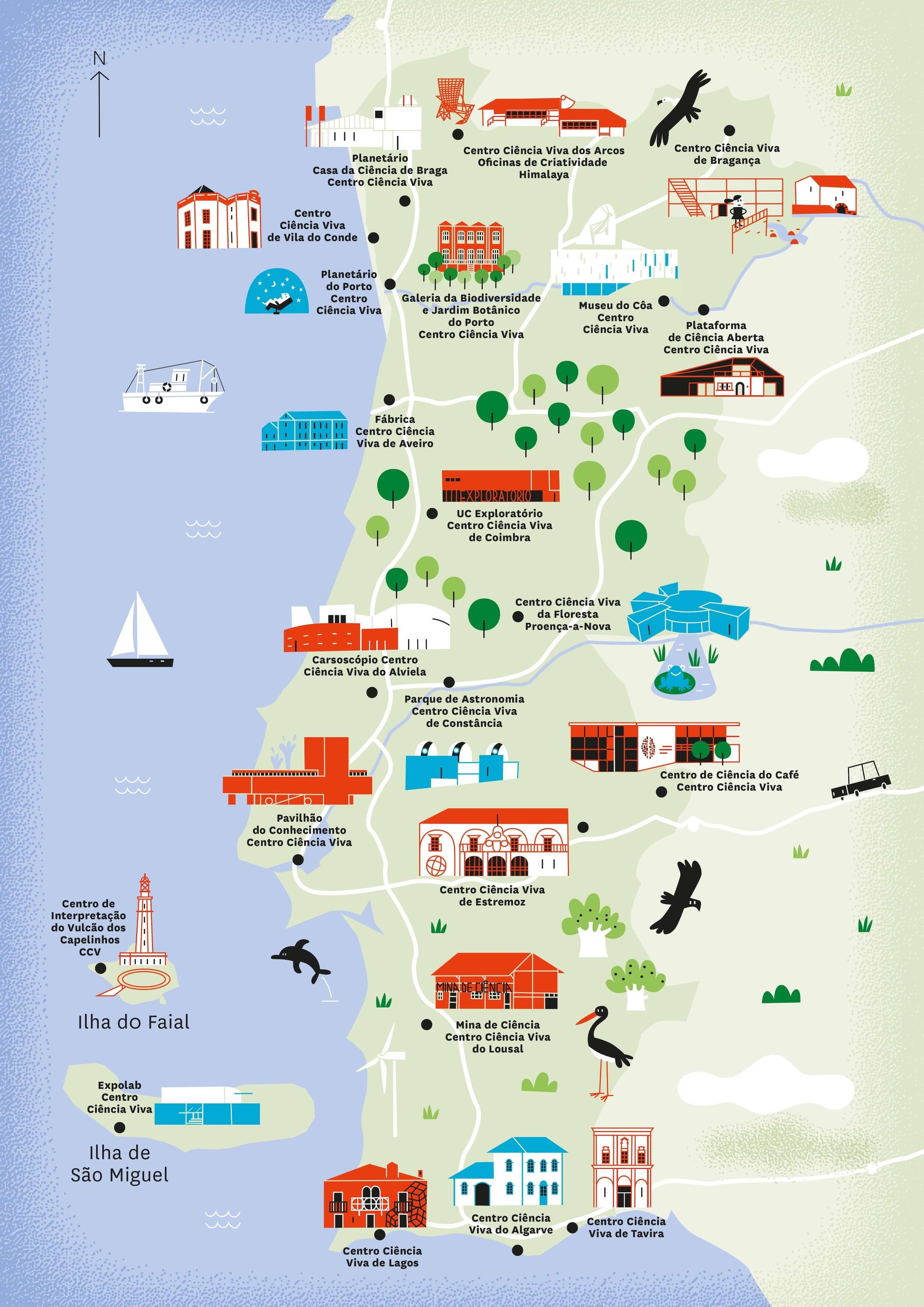 mapa dos centros ciencia viva